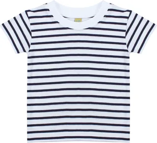 Larkwood Gestreept T-shirt met korte mouwen in White / Oxford Navy, voorkant