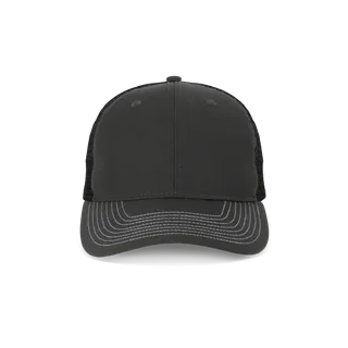 K-UP 6 panel Trucker with contrast color stitching in Dark Grey / Black, voorkant