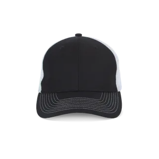 K-UP 6 panel Trucker with contrast color stitching in Black / White, voorkant
