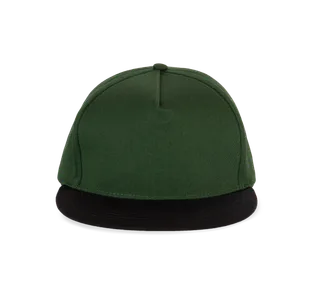 K-UP Snapback cap - 5 panels in Forest Green / Black, voorkant