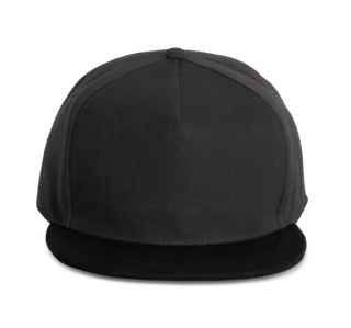K-UP Pet Snapback - 5 panelen in Dark Grey / Black, voorkant