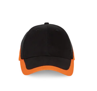 K-UP Racing - Two-tone 6 panels cap in Black / Orange, voorkant