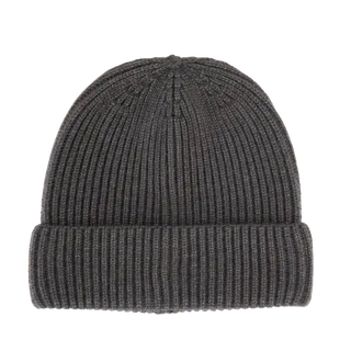 K-UP Gebreide muts met omslag - K-up Gold Label in Deep Grey Heather, voorkant