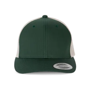 K-UP Flexfit Truckerpet retromodel - 6 panelen in Forest Green / Light Grey, voorkant