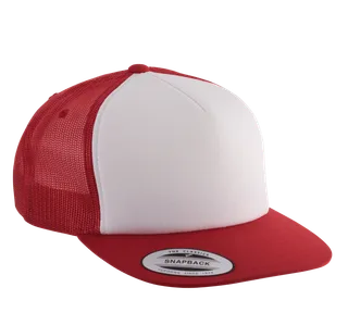 K-UP Classic trucker cap - 5 panels in Red / White / Red, voorkant