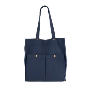 Kimood Tas met dubbel voorvak in Washed Navy, voorkant