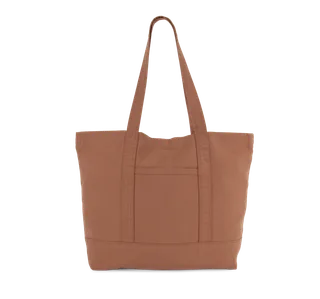 Kimood Washed cotton shopper bag with side pocket in Washed Russet, voorkant