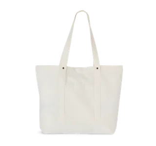 Kimood Washed cotton shopper bag with side pocket in Washed Ivory, voorkant