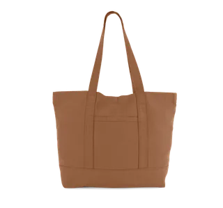 Kimood Washed cotton shopper bag with side pocket in Washed Cinnamon, voorkant