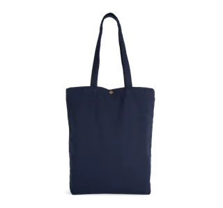 Kimood Washed cotton tote bag in Washed Navy, voorkant