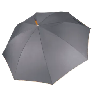 Kimood Auto open wooden umbrella in Dark Grey / Beige, voorkant