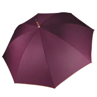 Kimood Auto open wooden umbrella in Burgundy / Beige, voorkant