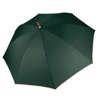 Kimood Auto open wooden umbrella in Bottle Green / Beige, voorkant