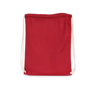 Kimood Rugzak van biokatoen met koordjes in Hibiscus Red, voorkant