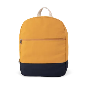 Kimood Essentiële rugzak in katoen in Cumin Yellow / Navy, voorkant