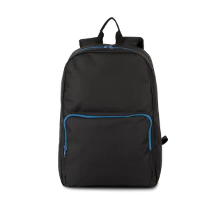 Kimood Backpack with contrasting zip fastenings in Black / Royal Blue, voorkant