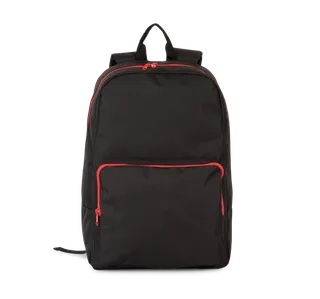 Kimood Backpack with contrasting zip fastenings in Black / Red, voorkant