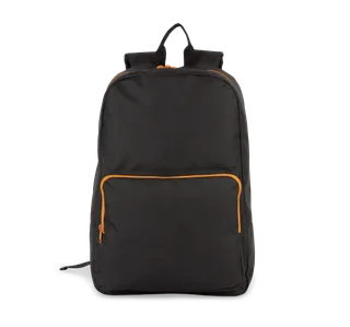 Kimood Backpack with contrasting zip fastenings in Black / Orange, voorkant