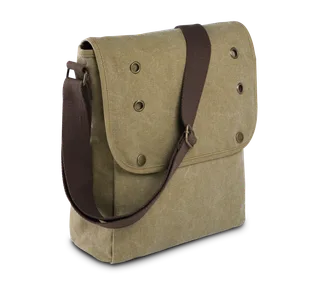 Kimood Canvas Schoudertas in Vintage Khaki, voorkant