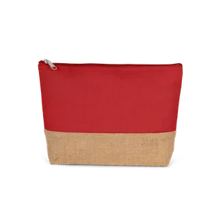 Kimood Canvas & jute pouch in Arandano Red / Natural, voorkant