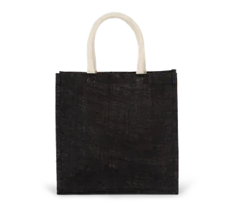 Kimood Jute tote bag - large in Black, voorkant