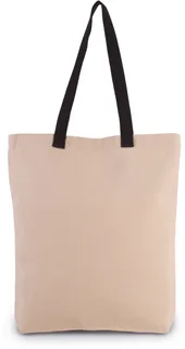 Kimood Shopper met plooi en contrasterend hengsel in Natural / Black, voorkant