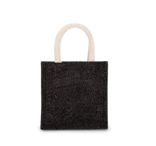 Kimood Jute canvas tote - small in Black / Silver, voorkant