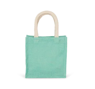 Kimood Jute canvas tote - small in Ice Mint, voorkant
