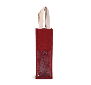 Kimood Flessentas van jute in Cherry Red / Gold, voorkant