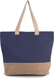 Kimood Rustieke shopper/reistas in Patriot Blue / Natural, voorkant