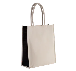 Kimood Cotton/jute tote bag - 23 L in Natural / Black, voorkant