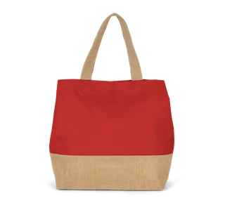 Kimood Shopper van jute- & katoencanvas in Arandano Red / Natural, voorkant