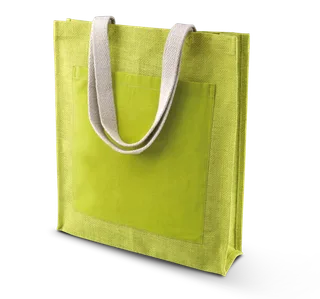 Kimood Jute shopper bag in Lime Green, voorkant