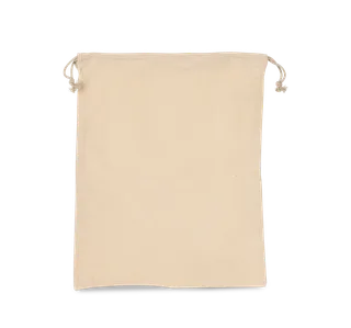 Kimood Cotton bag with drawcord closure in Natural, voorkant
