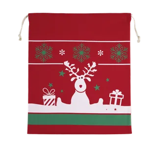 Kimood Tas met koord en kerstmotieven in Cherry Red, voorkant