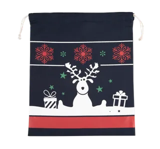 Kimood Tas met koord en kerstmotieven in Night Navy, voorkant