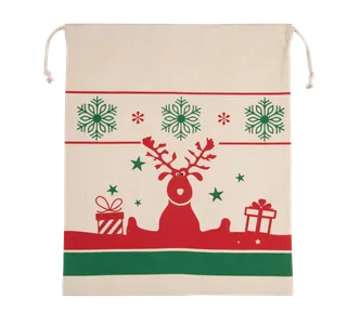 Kimood Tas met koord en kerstmotieven in Natural, voorkant