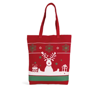 Kimood Shopping bag with Christmas patterns in Cherry Red, voorkant
