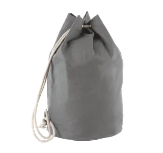 Kimood Cotton sailor-style bag with drawstring in Grey, voorkant