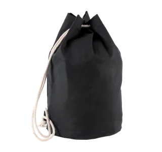Kimood Cotton sailor-style bag with drawstring in Black, voorkant