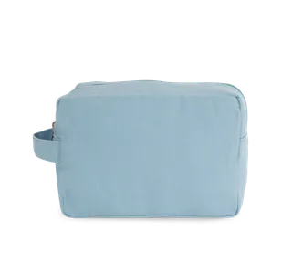 Kimood Toilettas van biologisch katoen. in Washed Dream Blue, voorkant