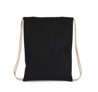 Kimood Recycled backpack with drawstring in Black Night, voorkant