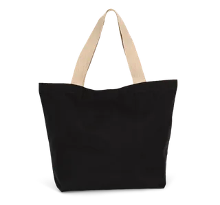 Kimood Grote, gerecyclede shopper met platte bodem in Black Night / Hemp, voorkant
