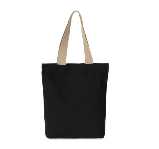 Kimood Recycled flat-bottomed shopping bag in Black Night / Hemp, voorkant