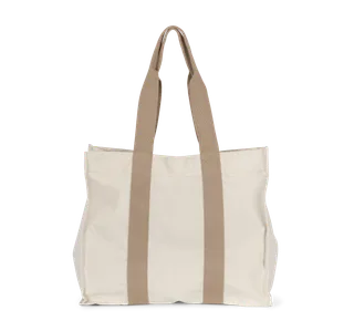 Kimood Grote, gerecyclede shopper met plooi in Ecume / Hemp, voorkant
