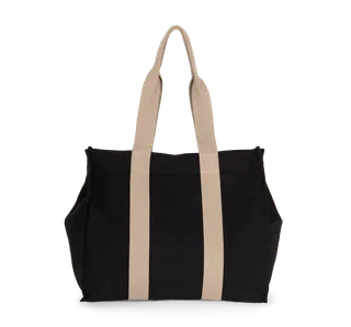 Kimood Grote, gerecyclede shopper met plooi in Black Night / Hemp, voorkant