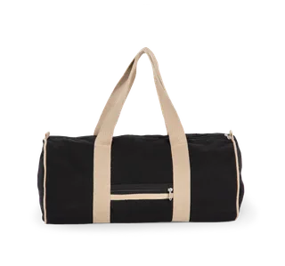 Kimood Gerecyclede duffeltas in Black Night / Hemp, voorkant