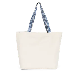 Kimood Grote gerecyclede shopper in Ecume / Ethnic Blue, voorkant