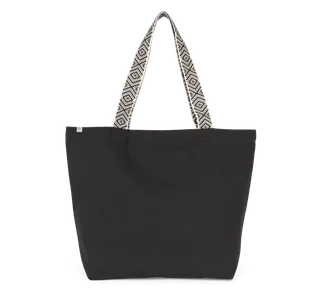 Kimood Grote gerecyclede shopper in Black Night / Ethnic Black, voorkant