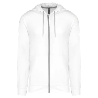 Kariban Licht katoenen sweatvest met capuchon in White, voorkant